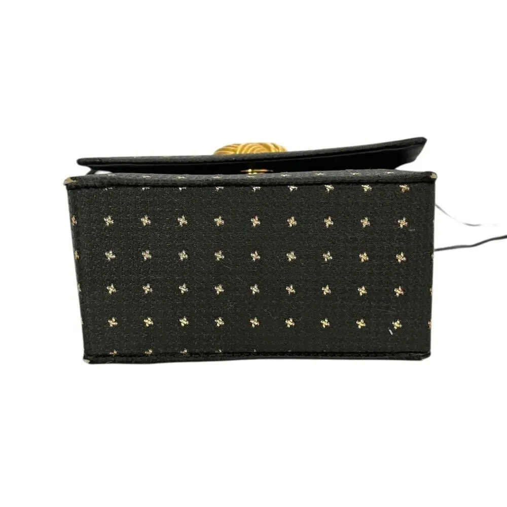 Vintage Whiting & Davis Black Jacquard Gold Dotted Box Convertible Evening Bag